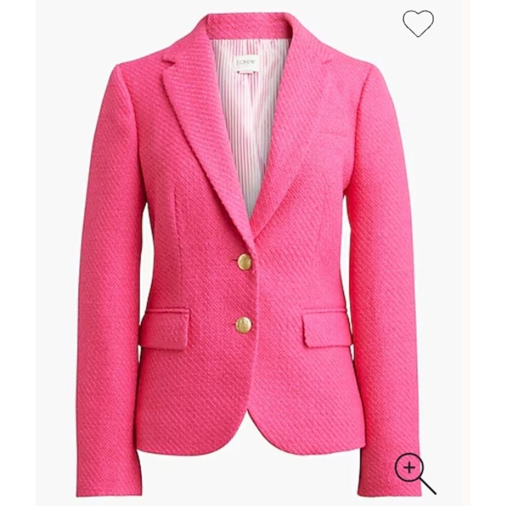 J.Crew Wm's Schoolboy Jacket in Hot Pink with Gold Buttons Sz 12P *Flaw*